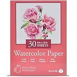 Watercolor Paper Pad 9X12" 30 Sheets - Cold Press Water Color Sketchbook Pad 140 lb for Art Painting, Drawing, Wet & Mixed Media - Water Coloring Paint Paper for Artist & Kids