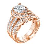 Wuziwen 4 Ct Wedding Engagement Ring Set for Women 925 Sterling Silver Cubic Zirconia (Rose Gold, 5.5)