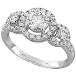 BESTTOHAVE Ladies 925 Sterling Silver DAZZLING ROUND CLUSTER 3 STONE ENGAGEMENT WEDDING RINGS K