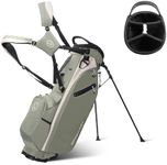 T WINSOLOGY Winsology Golf Ultra Lite Stand Bag, 4.2LB/1.9KG Lightweight Golf Club Bag with 8 Pockets, Cooler Pouch, Foldable Base for Men & Women (Sage Grey/Cream)