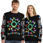 Christmas Jumpers for Women Men UK,Light Up Christmas Jumper,Unisex Funny Cute Led Lights Flashing Ugly Christmas Sweater,2024 Best Black Festive Tacky Rude Matching Xmas Sweaters for Couples Adult