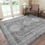 GENIMO Area Rug 3x5 Machine Washable Hallway Runner Rug, Non-Slip Low Pile Vintage Rugs for Living Room Entryway Bedroom Kitchen and Corridor, Gray