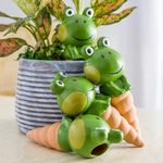 Grewery Terracotta Water Dripper Spikes for Plants | Cute, Natural, Carefree, and Sustainable | Enhance Plant Experience | Interesting Gift Idea | Happy Holidays (Frog II, 4)