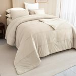 CozyTide Oversized King Comforter 128"x120",100% Organic Cotton Solid Color Pleated Extra Large King Comforter Set, 3 Pieces Soft Simple Style Wheat Bedding Comforter Set Ultra Soft