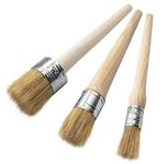 3 Pcs Chalk Paint Wax Brush Set - ASelected Natural Bristle Round Paint Brushes for Furniture, Home Decor, Waxing, Glazing Pottery (20mm 30mm 50mm)