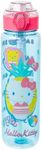 Silver Buffalo Sanrio Hello Kitty Pool Party Plastic Blue Water Bottle with Locking Lid, Strap, and Hydration Tracker, 33 Ounces