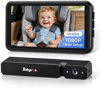 Babyvue Wireless Baby Car Camera,5.2" Display, 1080P HD IR Night Vision, 3X Zoom, Easy Clip-On or Strap Mount Setup, Back Seat Camera for Baby