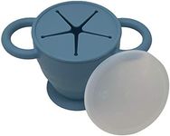 BraveJusticeKidsCo | Snack Attack II Snack Cup | Collapsible Silicone Snack Container | Toddler and Baby Snack Catcher Lid (Blue Steel)