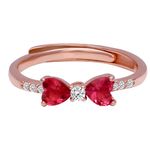 GIVA 925 Silver Rose Gold Anushka Sharma Cherry Bow Heart Ring, Adjustable | Gifts for Girlfriend, Gifts for Women and Girls | With Certificate of Authenticity and 925 Stamp | 6 Month Warranty*