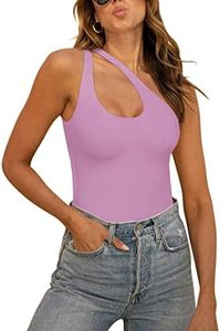 REORIA Women's Summer Sexy One Shoulder Cutout Front Sleeveless One Piece Tank Tops Backless Thong Bodysuits Leotards For Going Out Plus Size Violet Plus Size 2X-Large