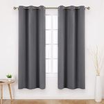 HOMEIDEAS Grey Blackout Curtains 2 Panels 46 X 72 Inch Drop Room Darkening Eyelet Curtains for Bedroom Living Room, Thermal Insulated Light Blocking Window Drapes