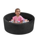 Foam Ball Pit for Toddlers Kids Handmade Soft Round Ball Pool Children Toddler Playpen 35.5 x 11.8 in - Black