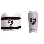 SG Supalite Chest Guard, Adult &and SG Super Test Elbow Guards, Adult Combo (White)