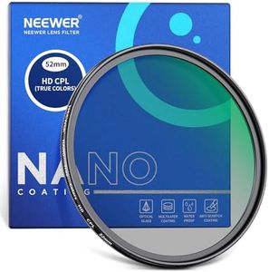 NEEWER 52mm True Color Polarizer Filter HD Optical Glass Double Sided 30 Layer Nano Coatings Circular Polarizing Filter(CPL) Aluminum Frame/Water Repellent/Scratch Resistant/Anti Fingerprint