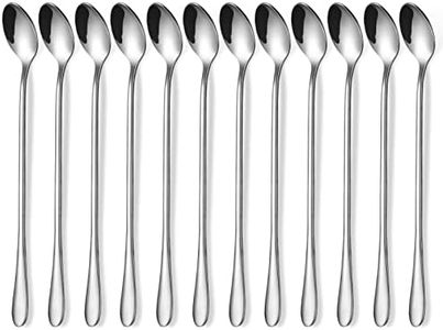 12 Pcs Long Handle Ice Tea Spoons, 9 Inch Stainless Steel Cocktail Stirring and Dessert Spoons
