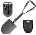 BEHANDY 24.5" Collapsible Shovel, Heavy Duty Foldable Shovel, Camping Shovel and Pickax, Military Entrenching Tool for Gardening, Camping, Mud&Snow, Off Road, Portable Car Emergency kit