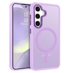 BENTOBEN Magnetic for Samsung Galaxy S24 Plus Case [Compatible with Magsafe] Translucent Matte Slim Thin Shockproof Anti-Yellow Women Men Protective Phone Cover for Galaxy S24 Plus 6.7", Light Purple