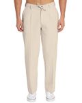 Thevasa Linen Comfort Casual Ease Mens Pants Comfortable and Stylish Casual Trousers/Perfect for Office, Work, and Everyday Wear Beige 34