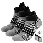 Hylsoxo Athletic Running Anti-Blister Coolmax Socks for Men and Women,Low Cut Tab Athletic Socks with Ankle Support (Black, Large)