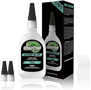 CAMALEAO Thin Super Glue, 2.3 oz Super Fast Cyanoacrylate (CA) Glue, Extra Caps and Microtips, 2610 PSI High Strength Instant Adhesive for Plastic, Wood, Fast Bonding, General Home Repair