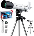 YUANZIMOO Telescope for Kids 50mm Aperture 360mm AZ Astronomical Portable Telescope for Adults Beginners with Upgraded Tripod White