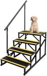 4 Step RV Stairs with Handrail, Hot Tub Steps Metal with Non-Skid Tapes, Portable Stairs Steps for RV, Mobile Home Stairs Travel Trailers, Camper, Hot Tub, Ground-Pool for Indoor & Outdoor