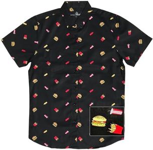 M MOLOKAI SURF Boys Shirts Fun Hawaiian Short Sleeve Shirt, Hamburgers, Small