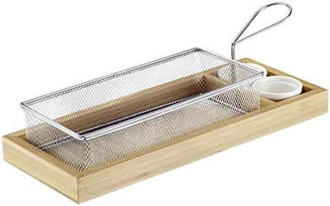 Westmark Panier de Service/Panier de Frites + Plateau en Bambou + 2 Pots, Set de 4 Pièces, Acier/Bambou/Céramique, Tapas + Friends, Argent/Brun/Blanc, 69192260