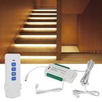 LED Intelligent Motion Sensor LED Stair Lighting Complete Set LED Step Lights for Indoor LED Stair Lights Home Smart Lighting,Cuttable LED Strip Light (16 Stairs, Warm White 2700K)