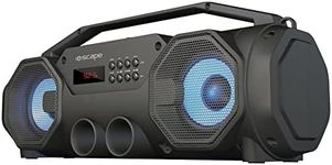 Escape - Wireless Stereo Boombox Speaker, Bluetooth 5.0 with FM Radio and LED Lights, Black