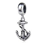 Anchor Charm 925 Sterling Silver Sailor Charm USN Charm Sea Charm Birthday Charm Anniversary Charm for Pandora Charms Bracelet (A)