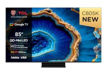 TCL 85C805K 85-inch QLED Mini LED, Full Array 4K HDR Premium 1300nits, Smart Gaming TV Powered by Google (Freesyncy Premium Pro, 144Hz Motion Clarity Pro, Dolby Vision IQ & Atmos, Onkyo sound)