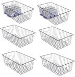 Nprohuge Freezer Organizer Bins, Upright Freezer Baskets for 16, 17, 21 cu.ft Standup Freezer, Durable Freezer Organizer Fully Use Space Improve Air Circulate, 6Pcs, Black