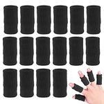 ZEPOHCK 10 Pcs Finger Sleeve Brace Split Protector for Finger Support Compression, Finger Protection for Basketball Tennis and All Sports (Black)