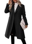 Danedvi Womens Long Double Breasted Coats Lapel Collar Pea Coat Winter Slim Fit Jackets Trench Coat Outwear, Black, Medium