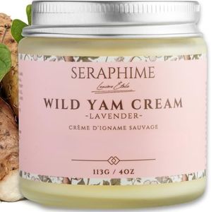 Seraphime Wild Yam Cream for Hormone Balance - Gift for Mom - Menopause and PMS Support for Women - Wild Yam Balancing Cream - Hot Flashes, Night Sweats, Mood Swings, Low Energy - Lavender 4oz