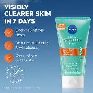 NIVEA Derma Skin Clear Face Scrub, 150ml – Exfoliating Cleanser
