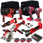 Excel 18V 8 Piece Power Tool Kit with 3 x 4.0Ah Battery & Charger EXL9037 - Monster Power Tool Kit- Combo Kit- 18V Cordless Power Tool Kits- Mega Power Tool- Excel kit