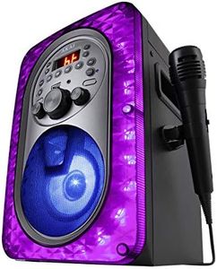 AKAI A58103 Vibes Bluetooth Party speaker with LED lights that synchronise with the music, Karaoke Function with CD/CD+G Playback, Microphone Included, 8W RMS, Black