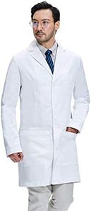 Dr. James Men's Lab Coat, Semi-Tailored Fit, Smartphone and Tablet Pockets, White, 38 Inch Length - White - Large