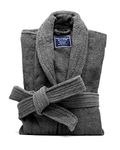 All-Cotton Bathrobe Thick Plush Cloth Housecoat Terry Toweling, Sweat Steaming Clothes Comfortable & Warm (Charcoal)