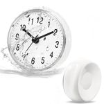 Tniytru Bathroom Clock, Waterproof Shower Timer with Suction Cup, White UK Design, 6 * 6 Inches, Easy-to-Read Display for Bathroom and Shower Use
