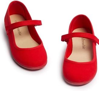 Childrenchic Mary Jane Shoes for Girls – Classic & Comfortable Canvas Dress Shoes for Toddlers & Kids – Perfect Flats for School, Play, and Special Occasions (Canvas, Red, 11 Little Kid)