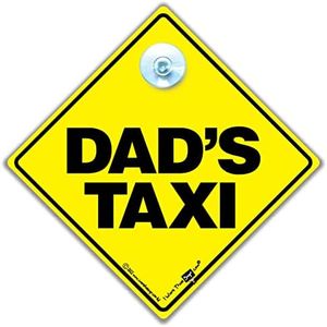 Dad' s taxi, Dad' s taxi auto segno, papà taxi segno, papà taxi, giallo testo, baby on Board segnale, adesivo paraurti, Dads taxi segno, taxi segno, bambino a bordo, decalcomania, auto segni, strada segno, auto adesivo, taxi segno
