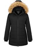 Soularge Women's Winter Plus Size Water Resistant Long Padded Coat (Black,1X)