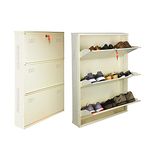 Laxmi KAPAT 3 Door Metal Shoe Rack Wall Mounted for Home with Central Locking, Can Hold Upto 15 Shoes Pair, 3 Year Warranty (H - 41 Inch x W - 28 Inch x D - 6 Inch, Ivory Color)