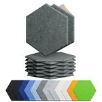 Amantech 12 Pack Acoustic Panels Self Adhesive Sound Proof Foam,High Density Sound Acoustic Foam Panel,12X10.23X0.4 Inch Hexagon Wall Panels in Home,Office,Reccording Room,Studio(Moonlight Grey)