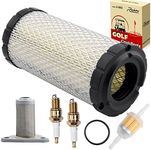 Roykaw EZGO Tune Up Kit with Air Filter Oil Filter Spark Plug Fuel Filter for TXT/RXV/ST350/Workhorse Gas Golf Cart Models (EZGO TXT W/MCI Motor, RXV W/Robbins Motor)