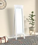 APRODZ Thalo Standing Long Mirror 5.5 feet – Elegant Mango Wood Home Decorative Full-Length Mirror|Tall Dressing Big Display for Living Room, Bedroom & Hallway (Off White Finish)