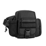 Huntvp Tactical Military Shoulder Bag Crossbody Messenger Bag Handbag Molle Pouch Backpack Attachment for Daily Use Outdoors (Black-2in1)